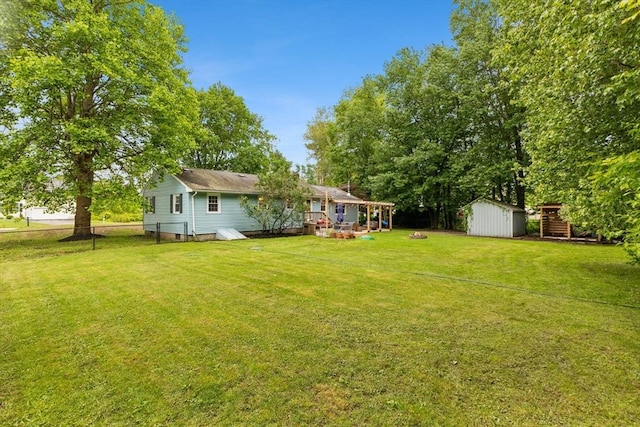 2025 S St, Bridgewater, MA 02324 - view of grassy yard with a deck