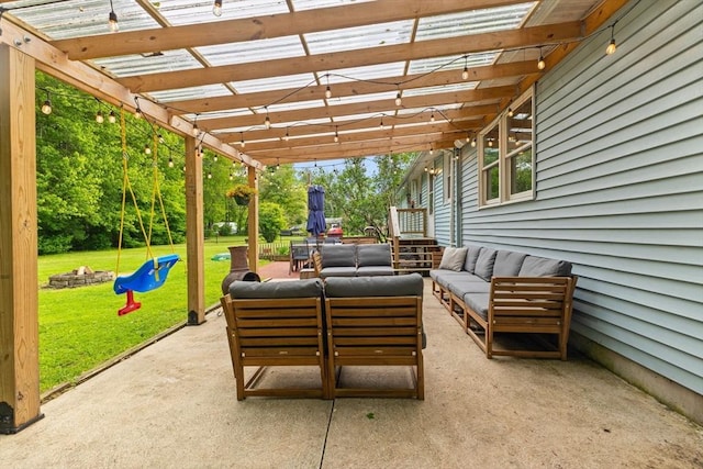 2025 S St, Bridgewater, MA 02324 - view of patio / terrace with an outdoor hangout area and a pergola
