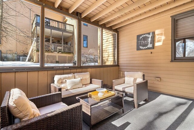 view of patio / terrace featuring outdoor lounge area and a balcony