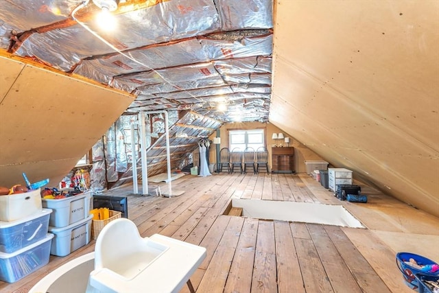 view of unfinished attic
