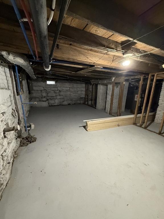 view of unfinished basement