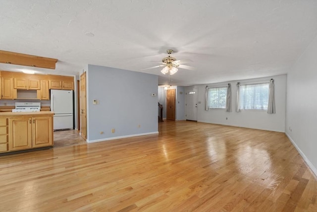 399 Pond St Unit G6, Braintree, MA 02184 - unfurnished living room featuring ceiling fan and light wood-type flooring