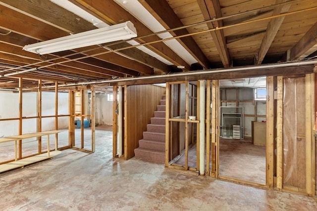 basement with a healthy amount of sunlight