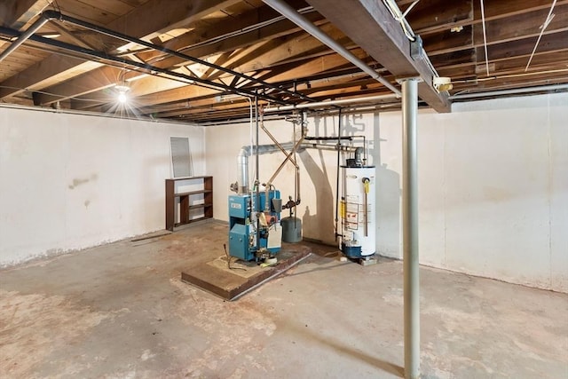 basement with gas water heater