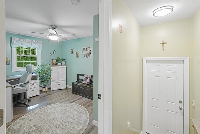 14 Daniels Rd, Charlton, MA 01507 - home office with a ceiling fan, wood finished floors, and baseboards