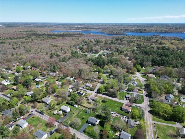 27 Ann St, Raynham, MA 02767 - aerial view of property and surrounding area with a large body of water and a heavily wooded area