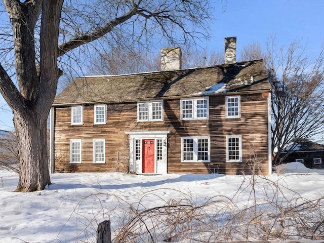 colonial house with a chimney