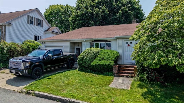 313 Walter St, Fall River, MA 02724 - view of front of property with a garage, a front yard, driveway, and a shingled roof