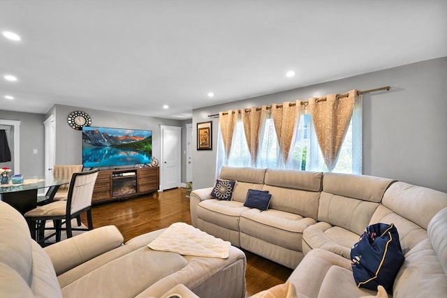 313 Walter St, Fall River, MA 02724 - living room with recessed lighting and dark wood-style floors