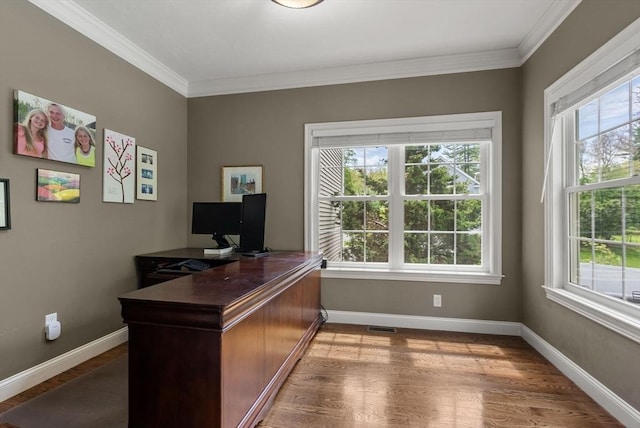23 Crimson Dr, Shrewsbury, MA 01545 - office with plenty of natural light, ornamental molding, baseboards, and wood finished floors