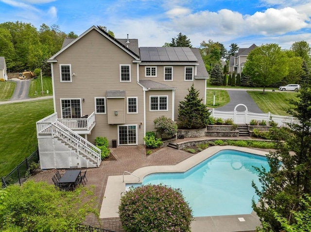23 Crimson Dr, Shrewsbury, MA 01545 - view of swimming pool with stairs, a patio, and a deck