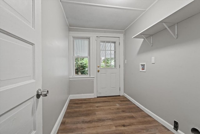 8 Hobson Ave, Worcester, MA 01603 - washroom with washer hookup, dark wood-style floors, and ornamental molding