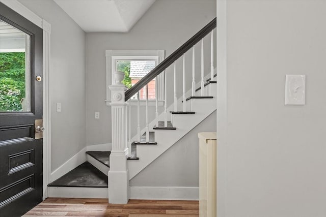 8 Hobson Ave, Worcester, MA 01603 - entryway featuring wood finished floors and stairs