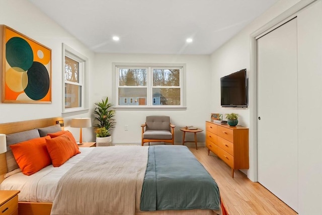 bedroom featuring light hardwood / wood-style floors