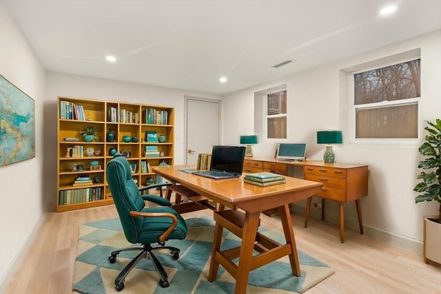 office featuring light hardwood / wood-style floors