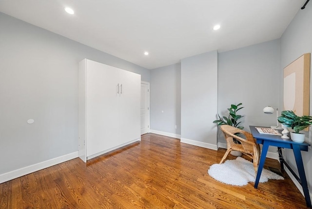 225 Amory St, Boston, MA 02130 - office area with wood finished floors, baseboards, and recessed lighting