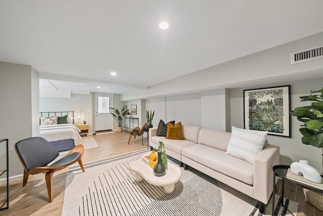 225 Amory St, Boston, MA 02130 - living area featuring light wood-style floors, recessed lighting, and baseboards