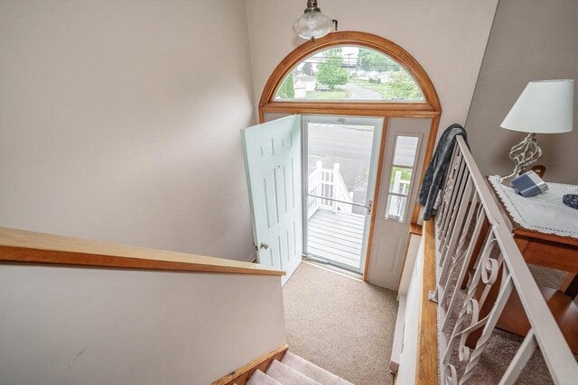 453 Homestead Ave, Holyoke, MA 01040 - carpeted foyer entrance with stairs