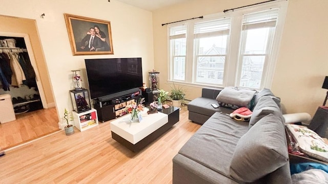 living area with wood finished floors