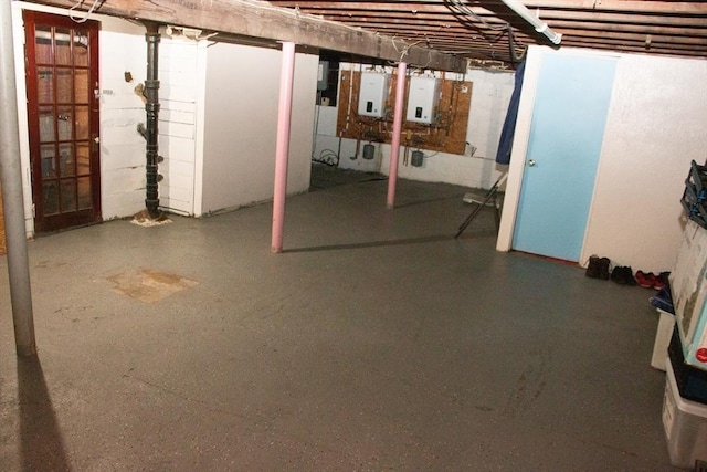 unfinished below grade area featuring electric panel