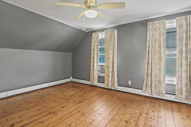 40 By St, Lowell, MA 01850 - additional living space with hardwood / wood-style floors, healthy amount of natural light, ceiling fan, lofted ceiling, and baseboards