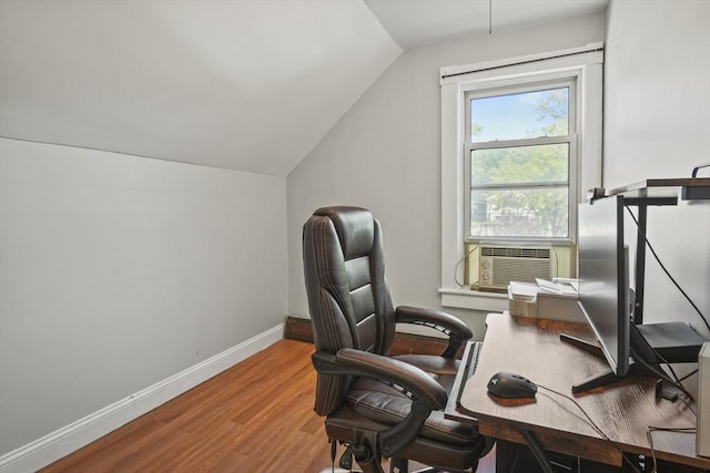40 By St, Lowell, MA 01850 - home office with lofted ceiling, cooling unit, wood finished floors, and baseboards