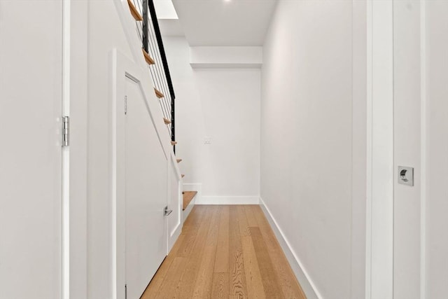 51 Silver St Unit 8, Boston, MA 02127 - corridor featuring light wood-style floors, baseboards, and stairway