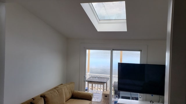 living room with a skylight