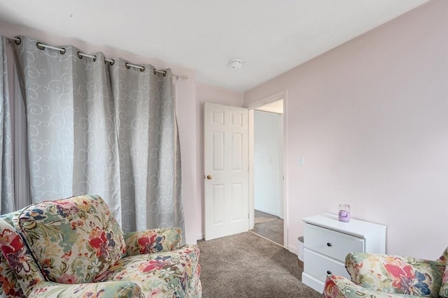 sitting room featuring carpet floors