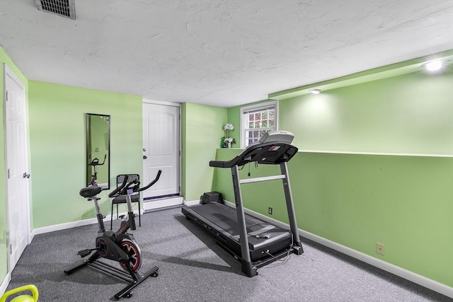 206 Cordaville Rd, Southborough, MA 01772 - workout room featuring baseboards, a textured ceiling, and carpet flooring
