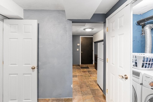 206 Cordaville Rd, Southborough, MA 01772 - hall with washing machine and dryer and stone finish floors