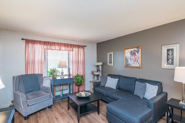 living area with light wood-type flooring
