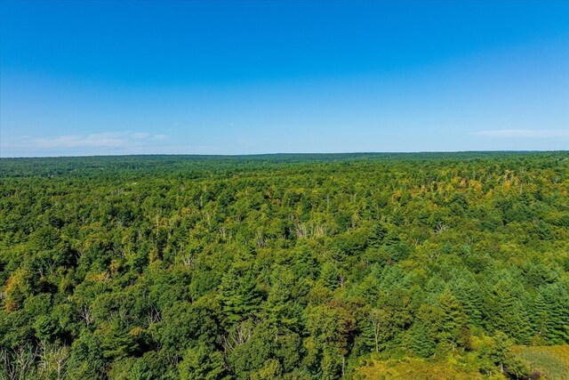 birds eye view of property with a wooded view