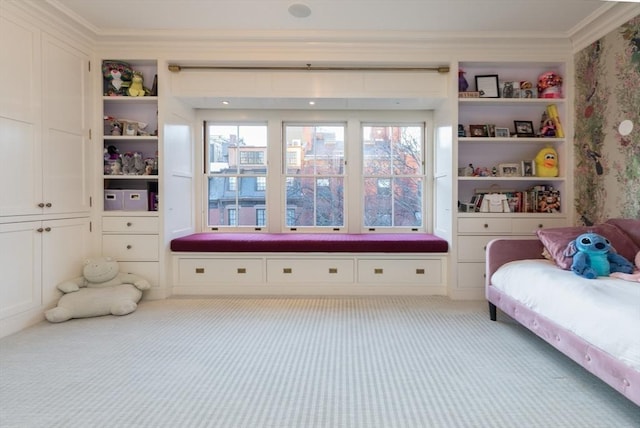 bedroom with crown molding