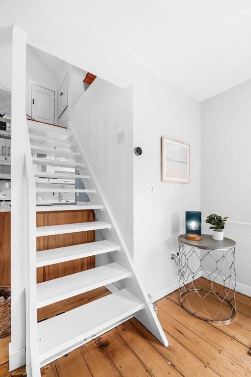 23 Turner St Unit 4, Salem, MA 01970 - stairway with hardwood / wood-style flooring and baseboards