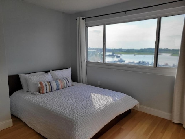 200 Cove Way Unit 607, Quincy, MA 02169 - bedroom featuring multiple windows, light wood-style floors, and a water view