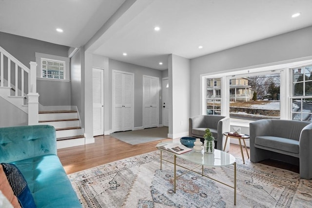 living room featuring hardwood / wood-style floors