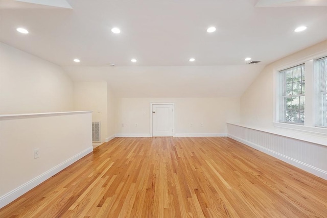 51 Loomis St Unit 51, Cambridge, MA 02138 - additional living space with vaulted ceiling, light wood finished floors, and recessed lighting