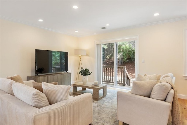 51 Loomis St Unit 51, Cambridge, MA 02138 - living area featuring recessed lighting, crown molding, and wood finished floors
