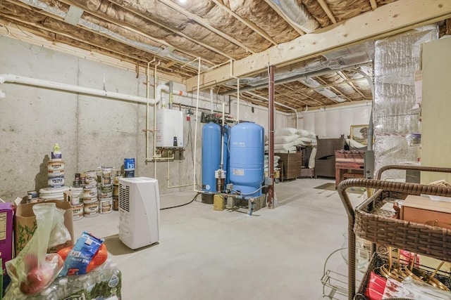 basement with water heater