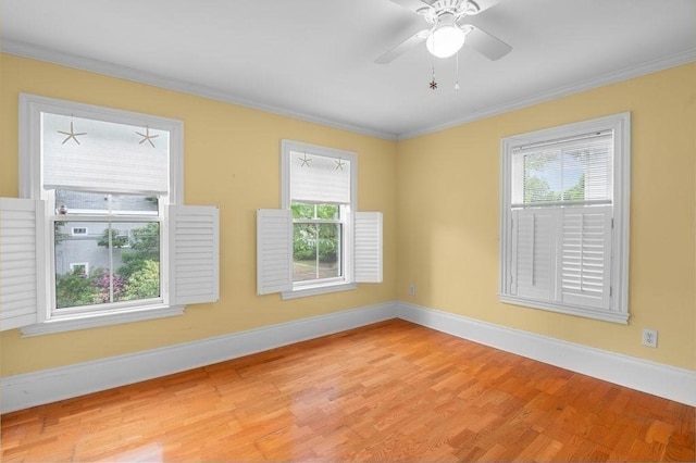 30 Oakland St Unit 2, Newburyport, MA 01950 - spare room with light wood-style flooring, ornamental molding, and a ceiling fan