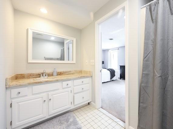 14 Shaw Farm Rd Unit 14, Canton, MA 02021 - full bath with vanity, tile patterned floors, ensuite bath, and a shower with curtain