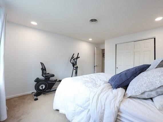 14 Shaw Farm Rd Unit 14, Canton, MA 02021 - bedroom with light colored carpet, a closet, and recessed lighting