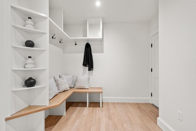 mudroom with light wood-type flooring