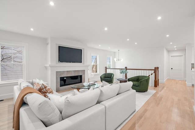 living room featuring light hardwood / wood-style flooring