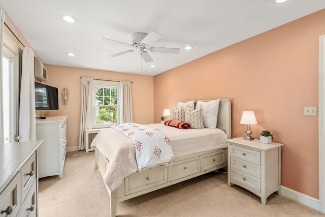 43 Chilton St, Belmont, MA 02478 - bedroom featuring light colored carpet, recessed lighting, baseboards, and radiator heating unit