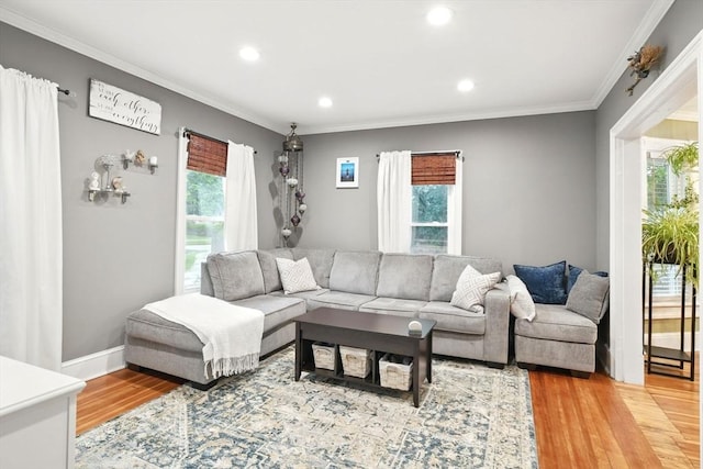 52 Harvard St, Chicopee, MA 01020 - living room with healthy amount of natural light, light wood-type flooring, crown molding, and recessed lighting