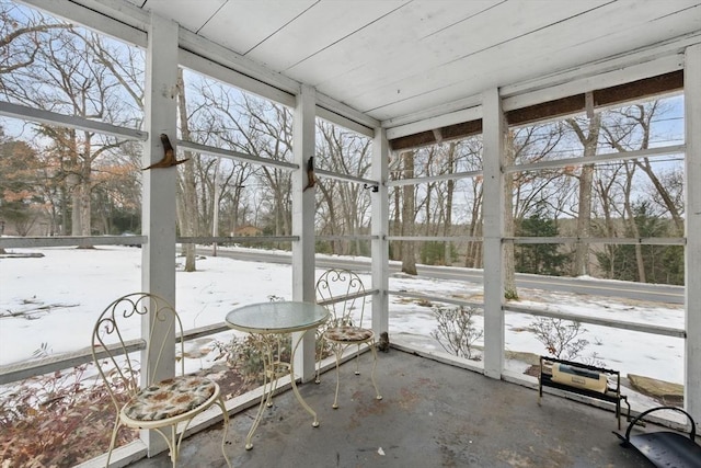 view of unfurnished sunroom