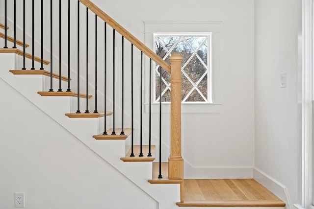 stairway with baseboards