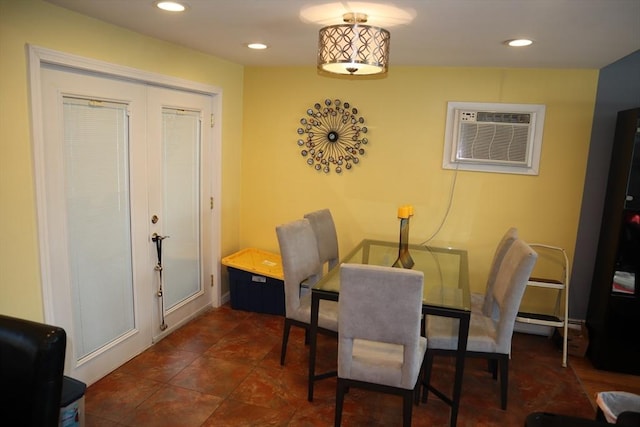 dining space featuring a wall mounted AC